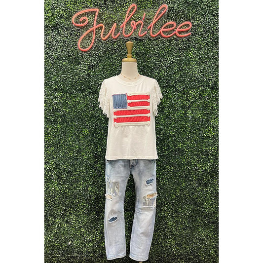 Eve Blue Patchwork Denim Pants