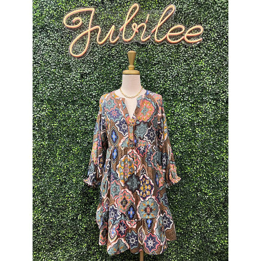 Wrenlee Mocha Print Dress
