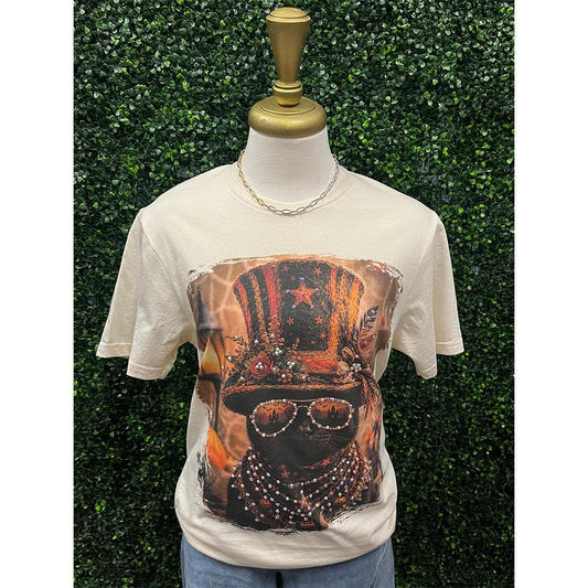 Bling Black Cat with Top Hat T-Shirt