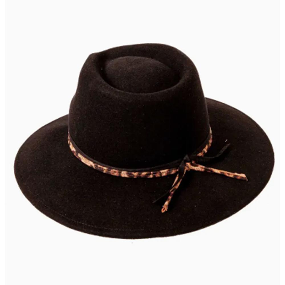 Botwin Black Cheetah Felt Fedora Hat