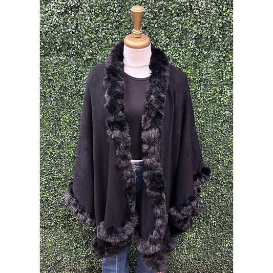 Bethany Black Fur Trim Overcoat