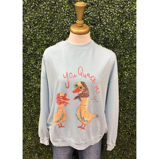 Dusty Blue You Quack Me Up Sweater