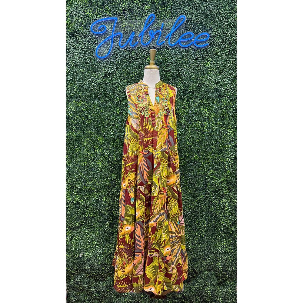 Valti Coffee Sequin Maxi Dress