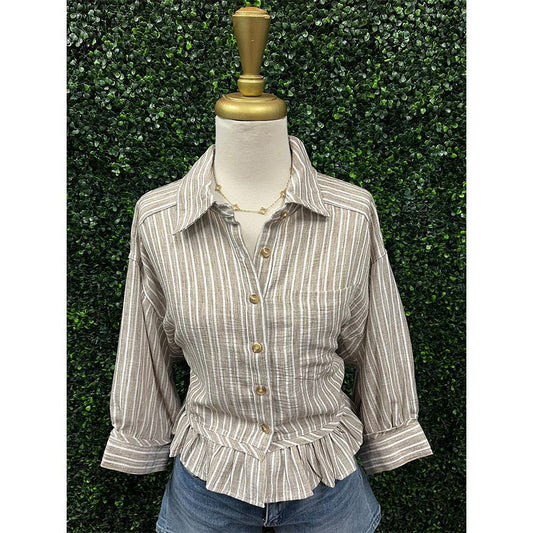 Leann Coco Striped Button Down Shirt