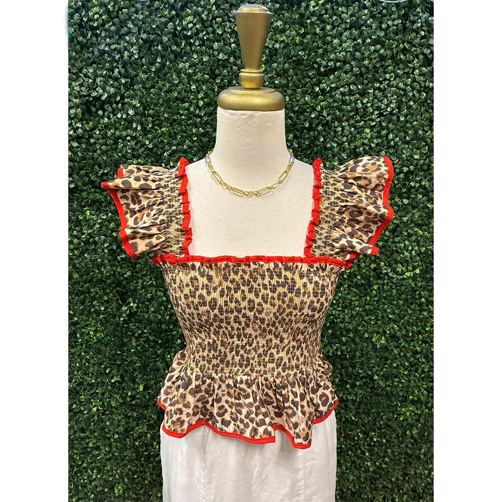Quinn Leopard Ruffle Crop Top