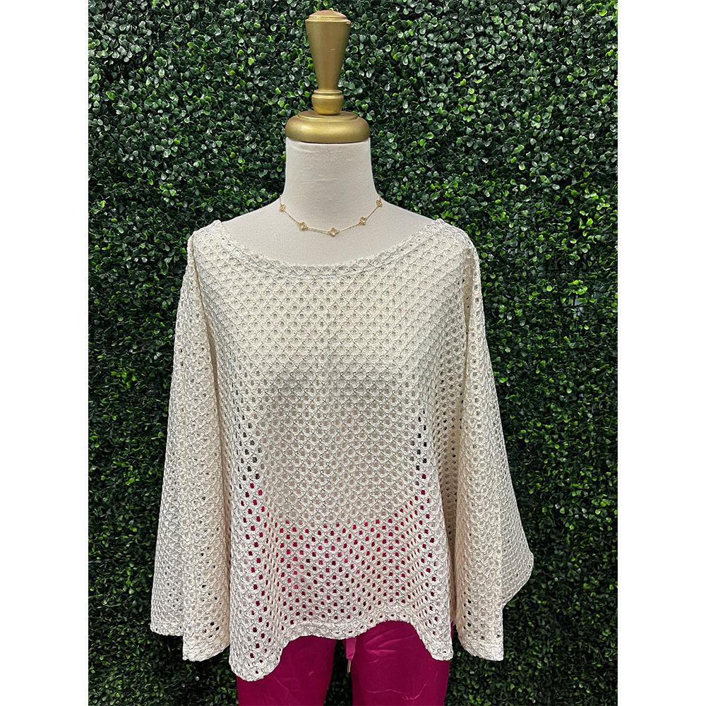 Ciara Champagne Metallic Crochet Top