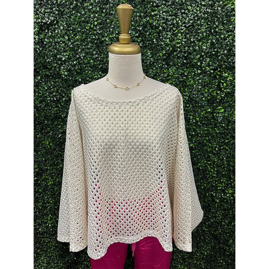 Ciara Champagne Metallic Crochet Top