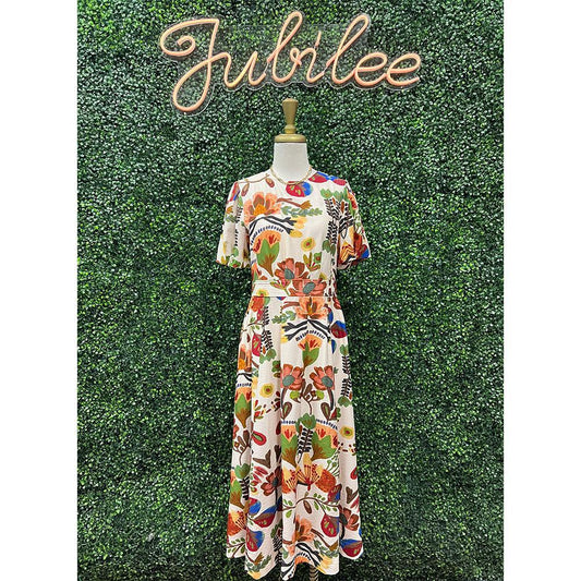 Haven Brown Floral Midi Dress