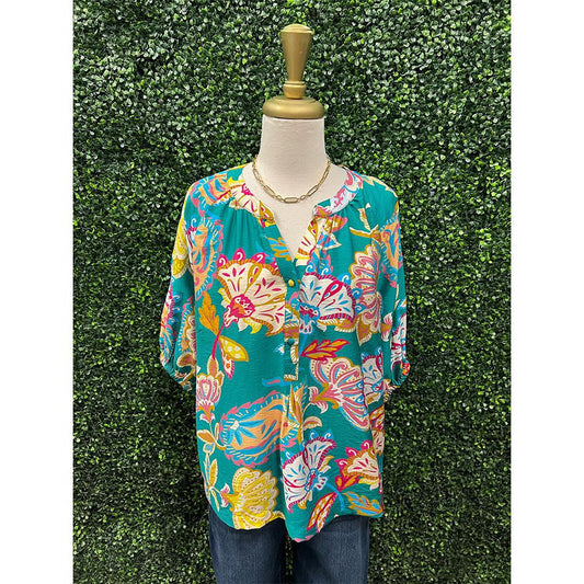 Kimie Emerald Paisley Top