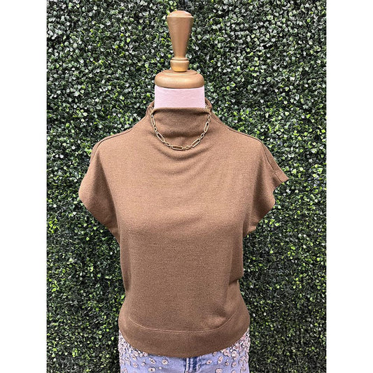 Olivia Olive Mock Neck Pullover Top
