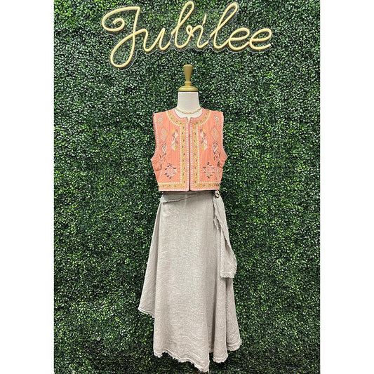 Pippa Taupe Linen Skirt