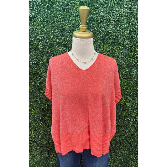Vana Sparkle Peach Knit Top