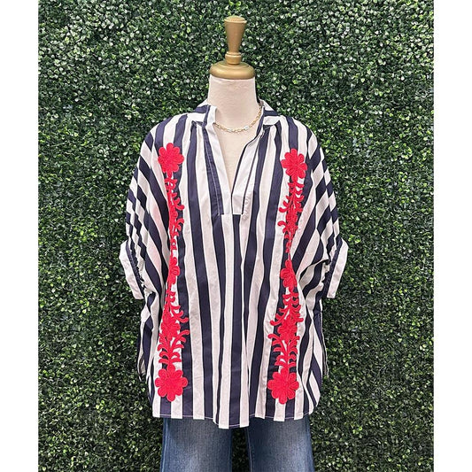 Taggie Navy Stripe Blouse