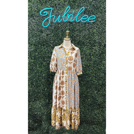 Marie Mixed Print Shirt Dress