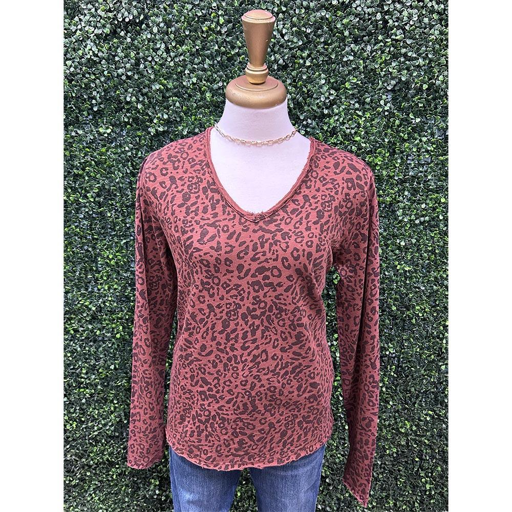 Brown Leopard Long Sleeve Vanya Tee