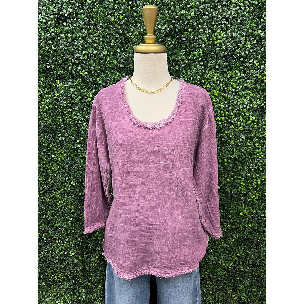 Purple Linen Edge Tee