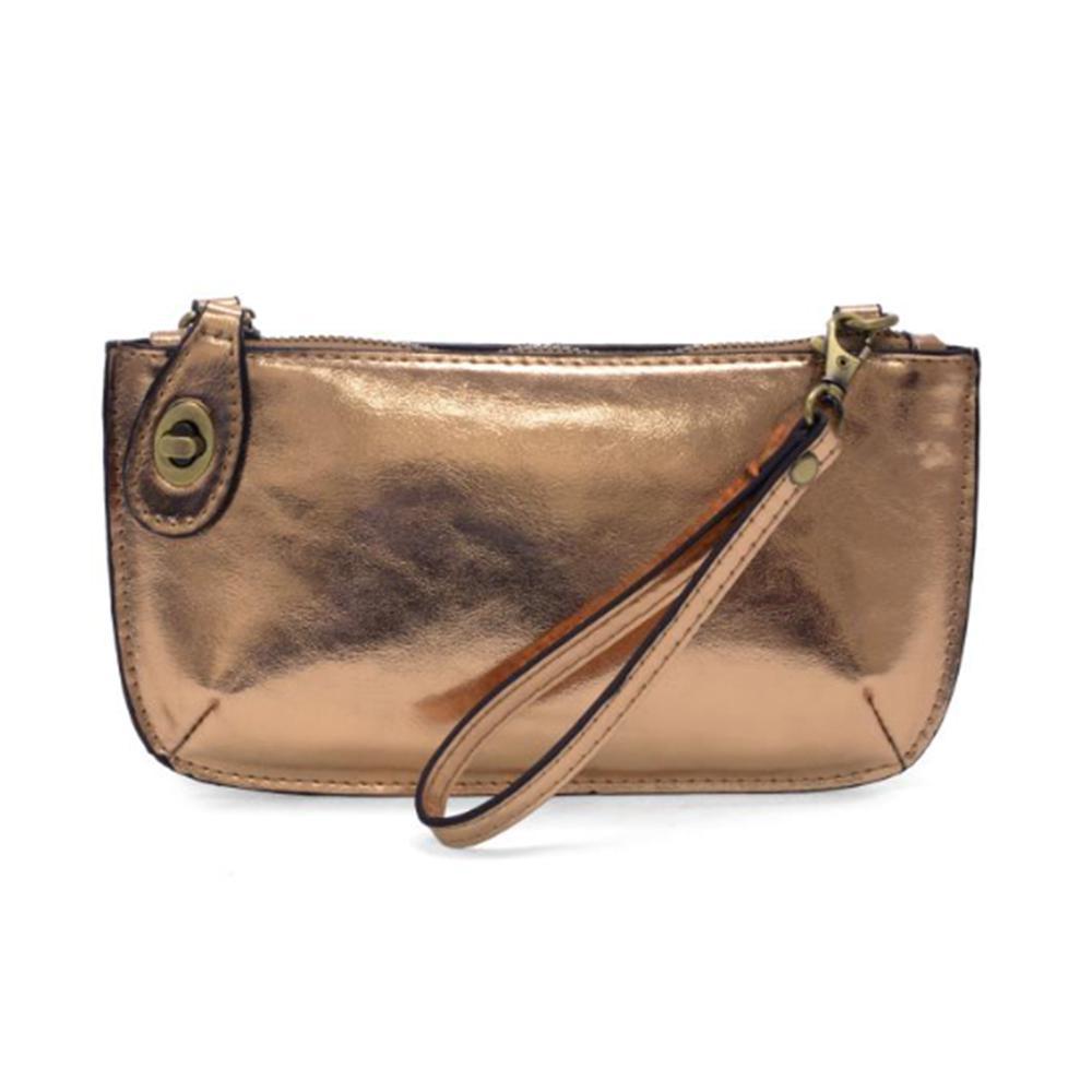 Liquid Metal Rose Gold Mini Crossbody Wristlet Clutch