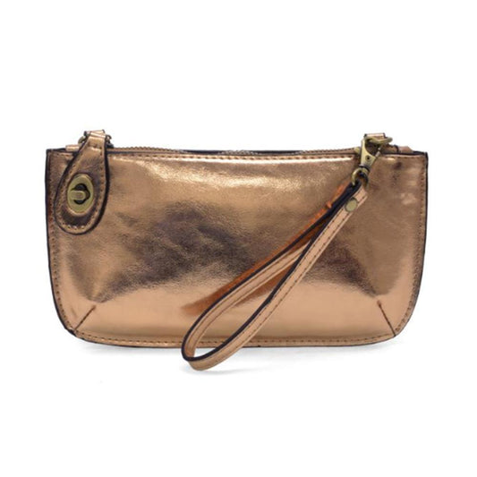 Liquid Metal Rose Gold Mini Crossbody Wristlet Clutch