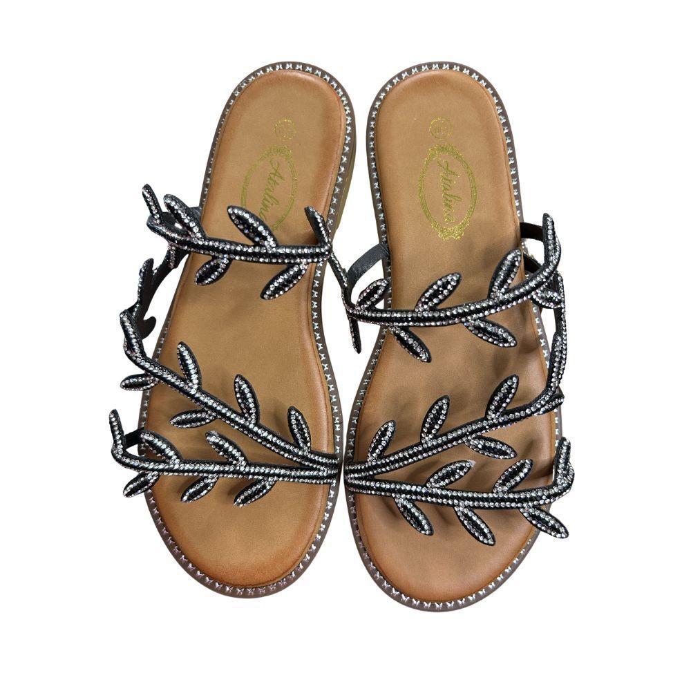 Black Leaf Sandals