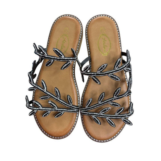 Black Leaf Sandals