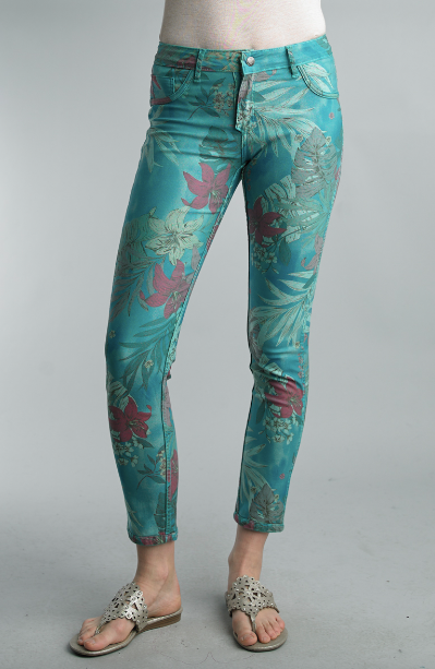 Green Floral Reversible Jeans