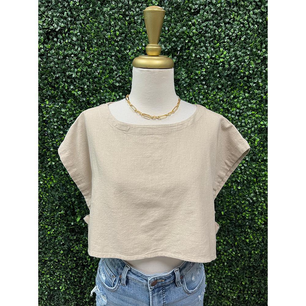 Sand Crop Top With Bows