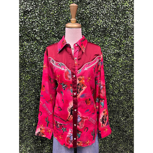 Donna Magenta Cowgirl Button Down