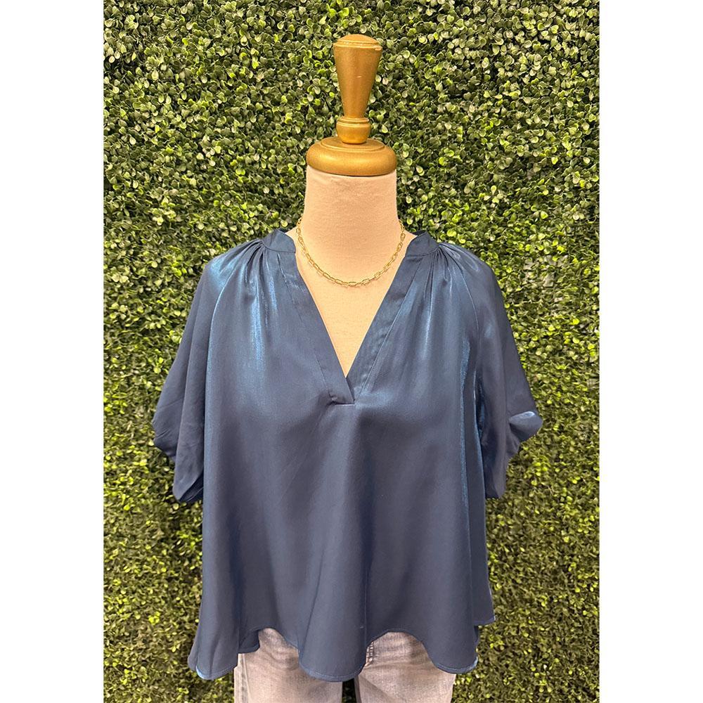 Thalia Navy Bubble Top