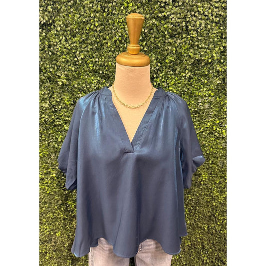 Thalia Navy Bubble Top