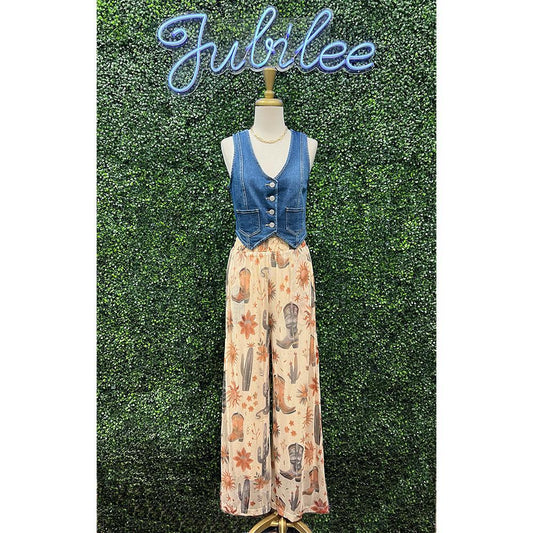 Cactus Boots Palazzo Pants