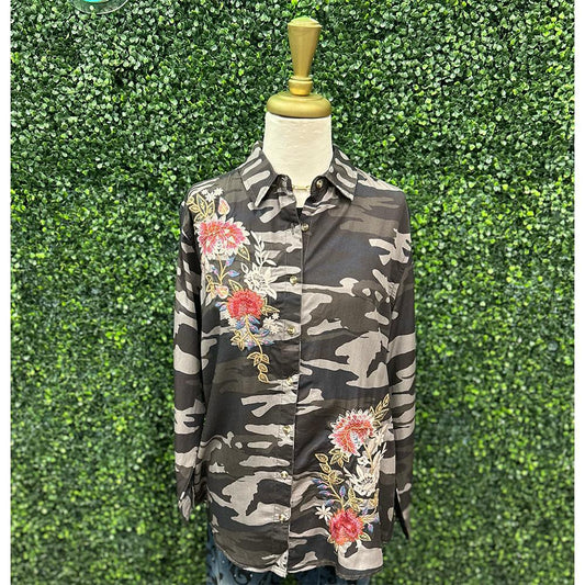 Victoria Camo Embroidered Top