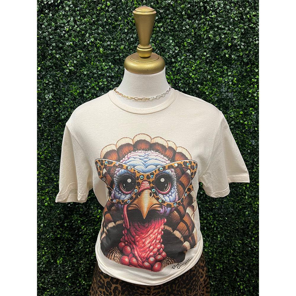 Turkey w Sunglasses Rhinestone Tee