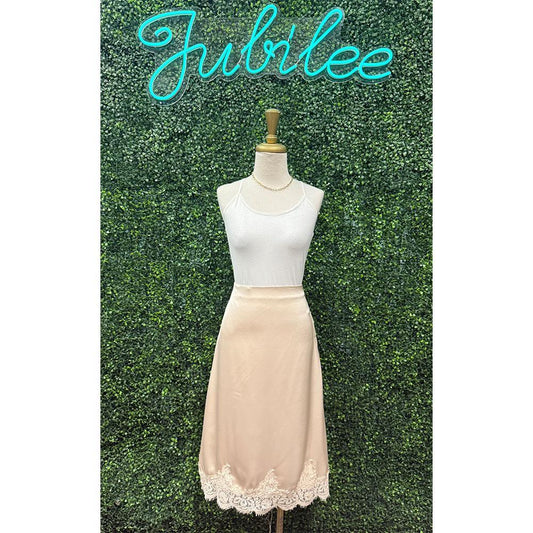 Alicia Champagne Lace Midi Slip Skirt