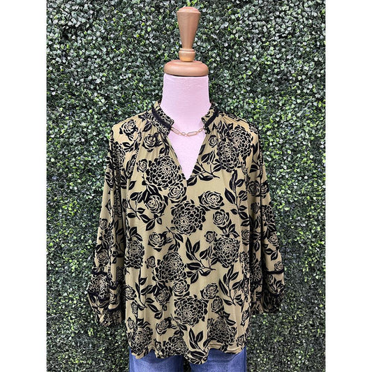 Noelle Velvet Olive Top