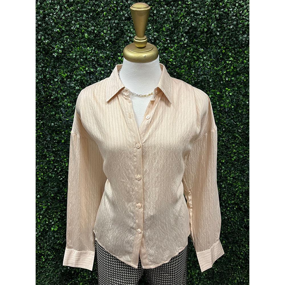 Zevola Cream Pleated Back Shirt