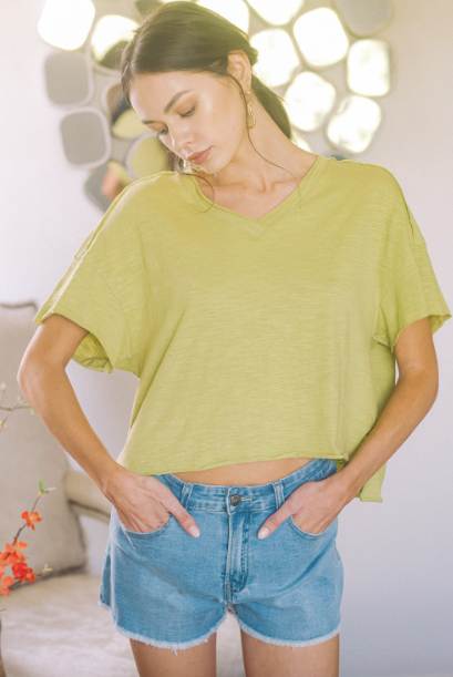Lemon Grass Mid Sleeve T-Shirt