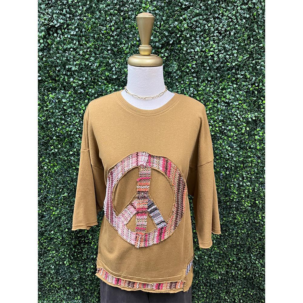 Golden Kiwi Front Peace Patch Knit Top