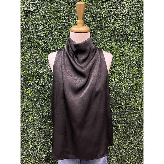 Black Draped Neck Top