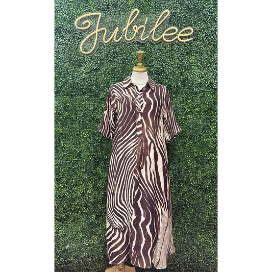 Cassie Zebra Mocha Dress
