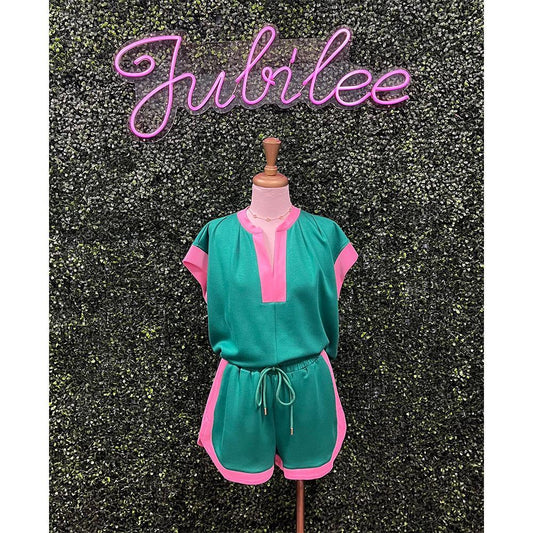 Genna Green Solid Trim Shirts