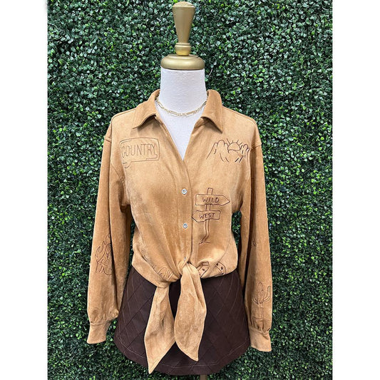 Camel Wild West Suede Shirt