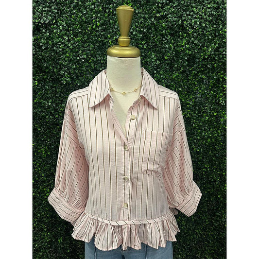 Bianca Baby Pink Elbow Sleeve Top