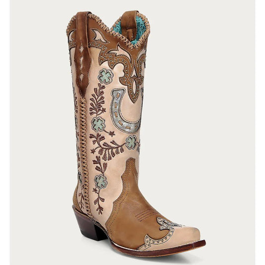 Honey Horseshoe Overlay Cowboy Boot