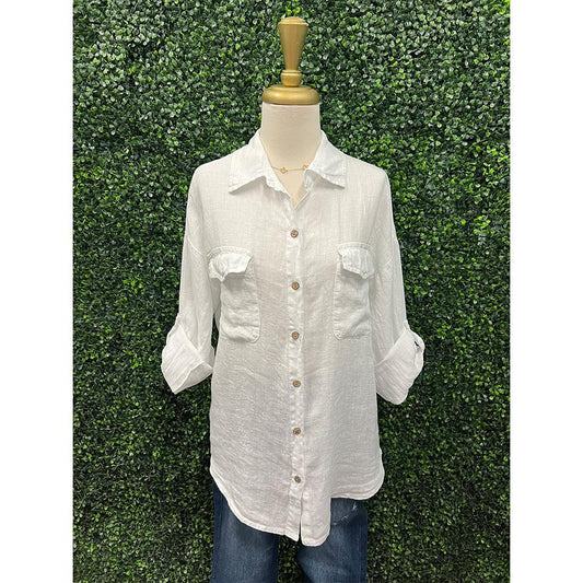 Rilan White Linen Top