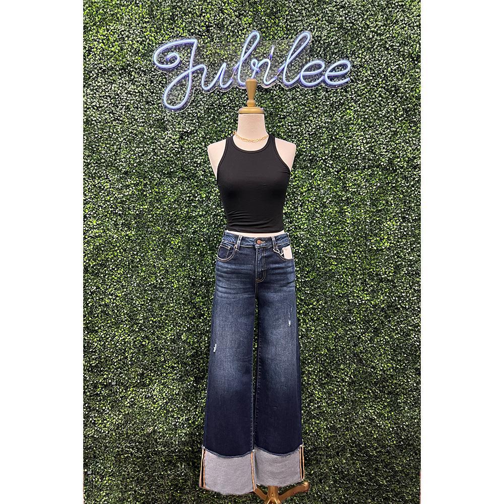 Sammie Deep Blue Wide-Cuffed Jeans