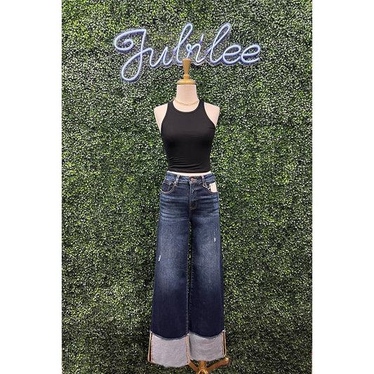Sammie Deep Blue Wide-Cuffed Jeans