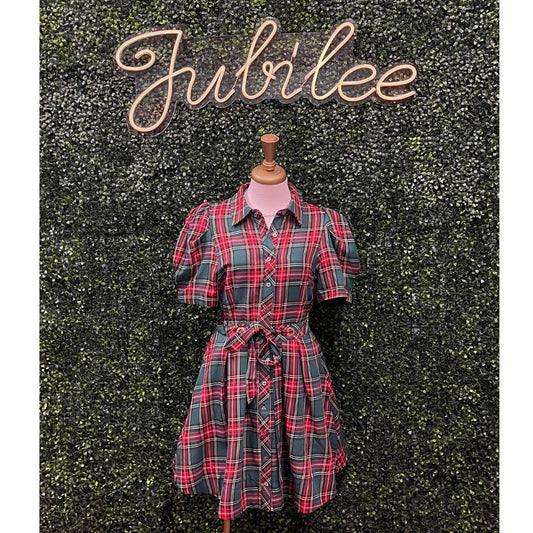 Julie Green Plaid Mini Dress