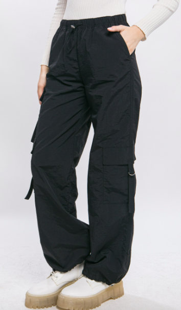Cargo Parachute Pants With Latch Pocket Detail