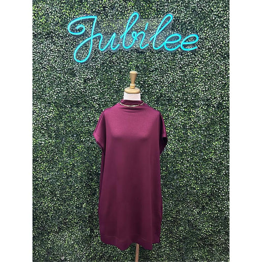 Mavis Wine Pullover Mini Dress