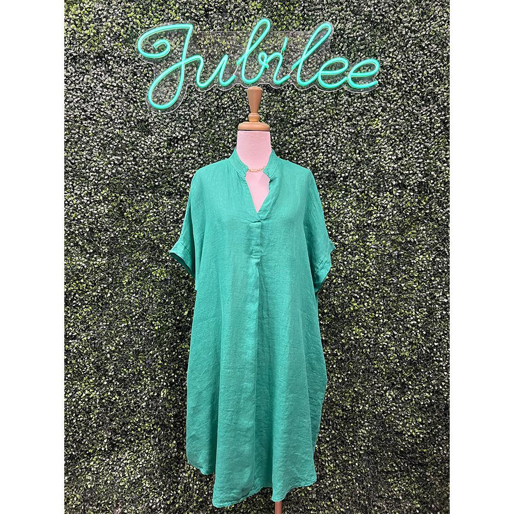 Alana Green Linen Dress